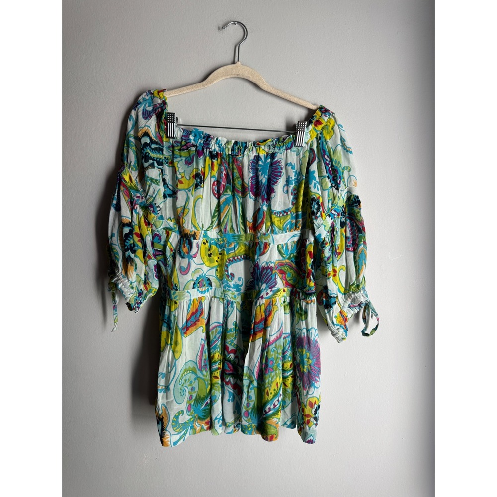 Maeve by Anthropologie Floral Paisley Off Shoulder Babydoll Tunic Top XS Multi